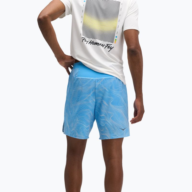 Шорти для бігу чоловічі HOKA Glide Short 7" CLF PRT mineral blue 3