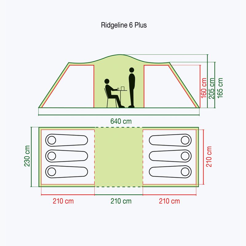Намет кемпінговий для 6-ти осіб Coleman Ridgeline 6 Plus green 2