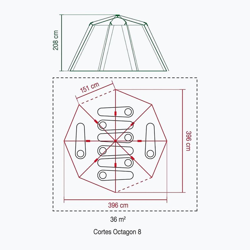 Намет кемпінговий для 8-ми осіб Coleman Cortes Octagon 8 orange 2