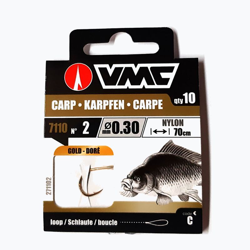 Поводок для methody VMC Carp Gold петля гачок + волосінь 10 шт. золотий 271102