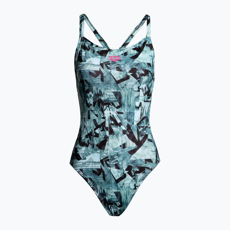 Купальник суцільний жіночий Arena Glitch One Piece L black/fresia rose