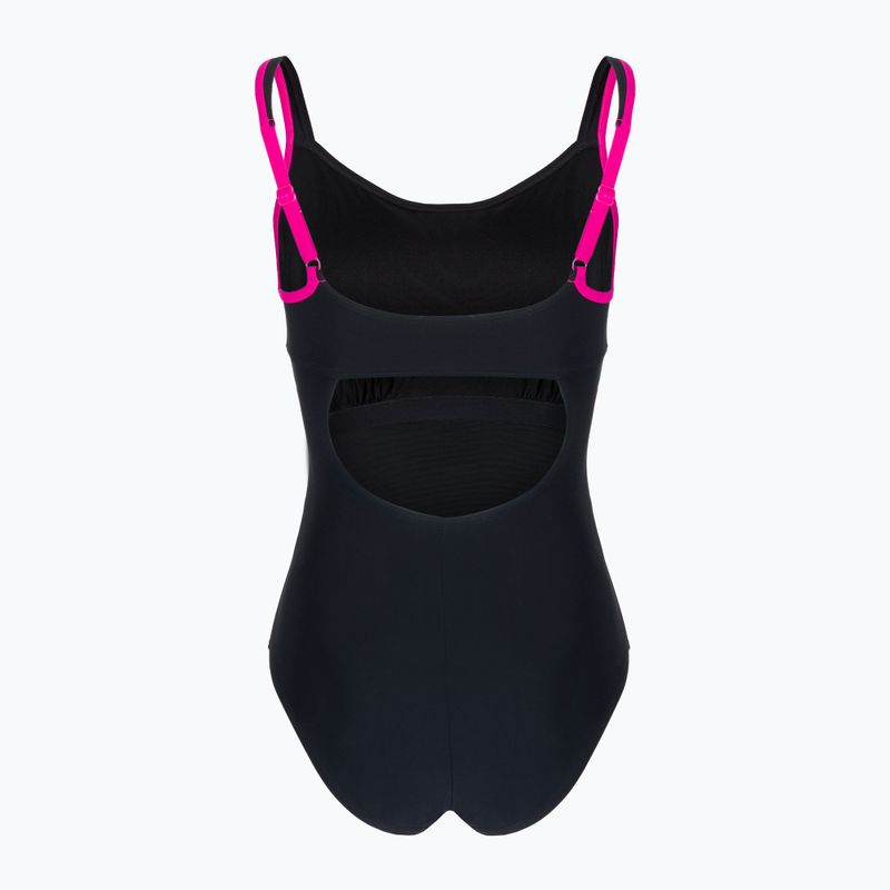 Купальник суцільний жіночий Arena Agate Strap Back One Piece black/rose violet 2