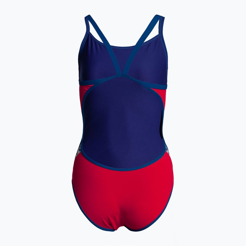 Купальник суцільний жіночий Arena Team Stripe Super Fly Back One Piece fluo red/royal 2
