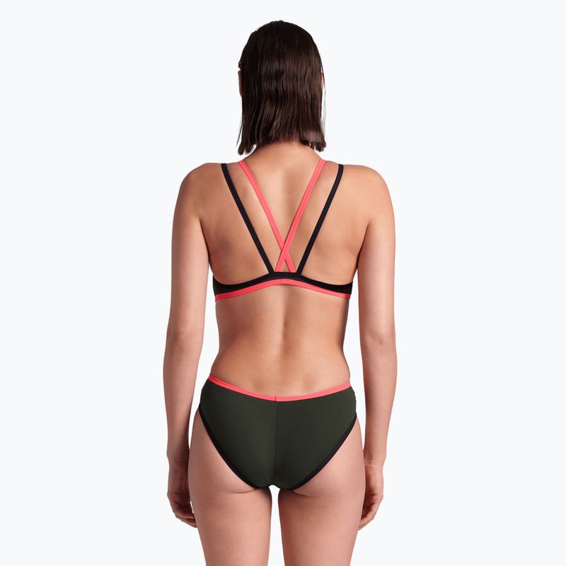 Купальник суцільний жіночий arena One Double Cross Back One Piece dark sage/black/fluo red 6