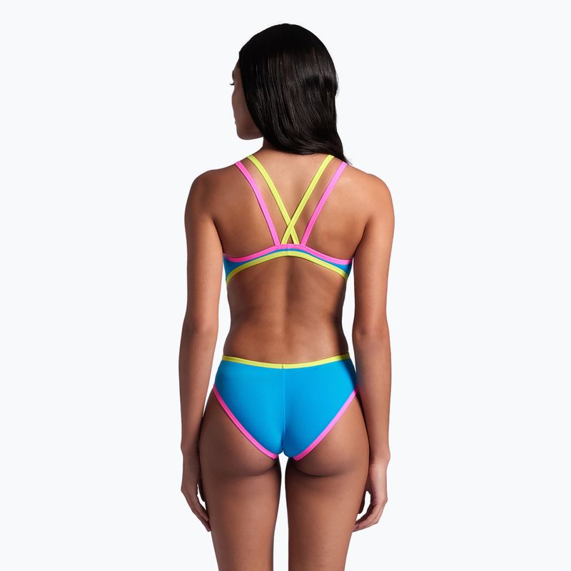 Купальник суцільний жіночий arena One Double Cross Back One Piece turquoise/fluo pink/soft green 8