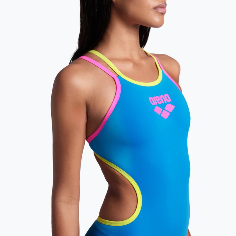 Купальник суцільний жіночий arena One Double Cross Back One Piece turquoise/fluo pink/soft green 9