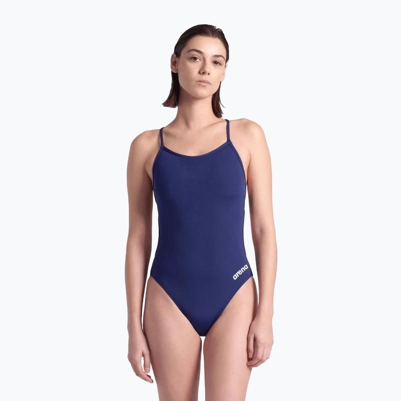 Купальник суцільний жіночий arena Lace Back Solid navy/white 5