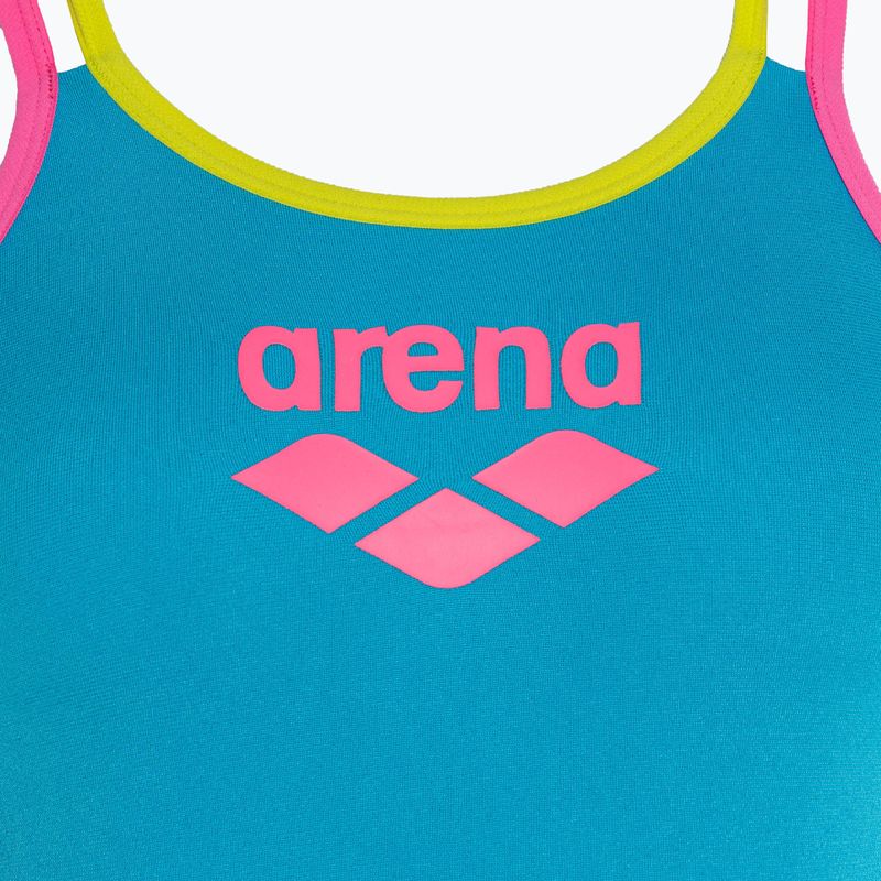 Купальник суцільний жіночий arena One Double Cross Back One Piece turquoise/fluo pink/soft green 3