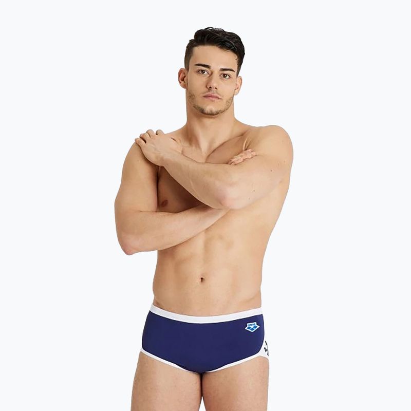 Чоловічі плавки Icons Swim з низькою талією короткі суцільні темно-сині/білі плавки 4