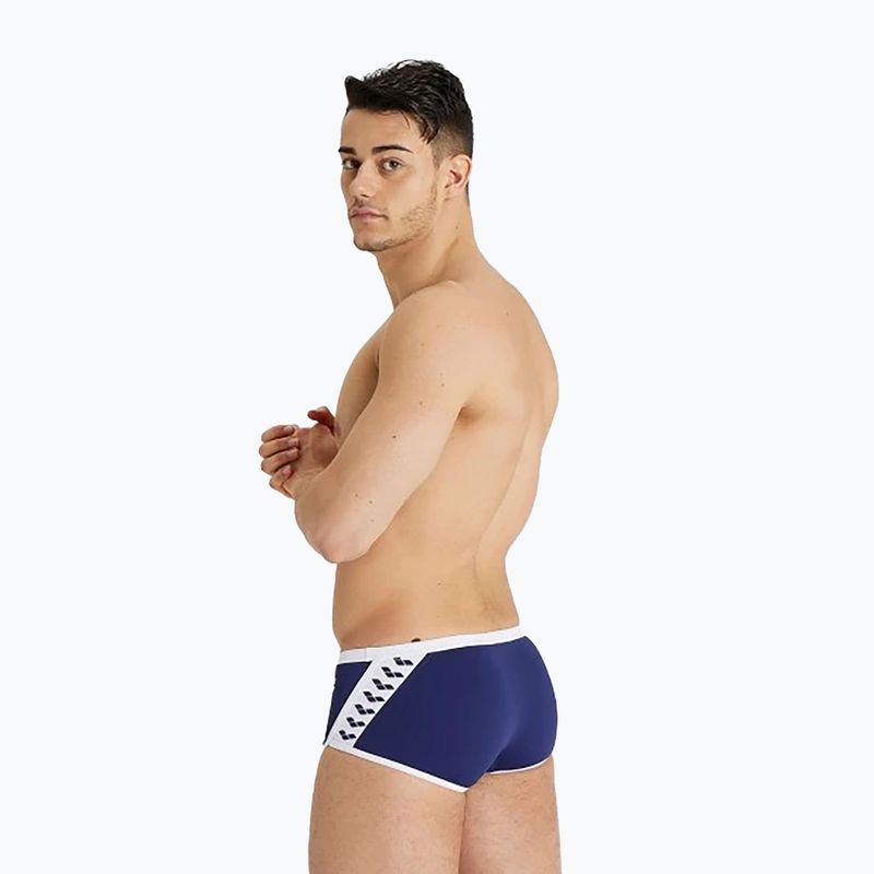 Чоловічі плавки Icons Swim з низькою талією короткі суцільні темно-сині/білі плавки 6