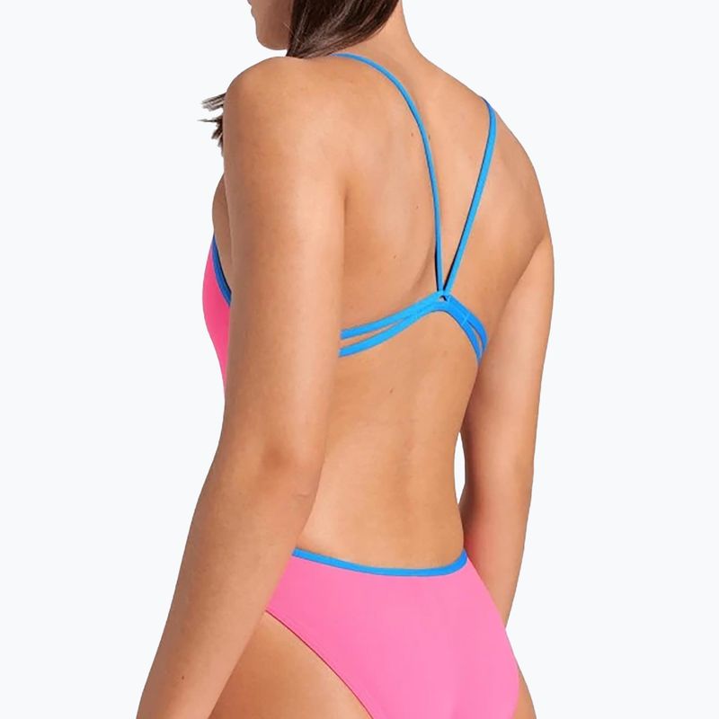 Купальник суцільний жіночий arena Lace Back Solid shocking pink/blue river 5