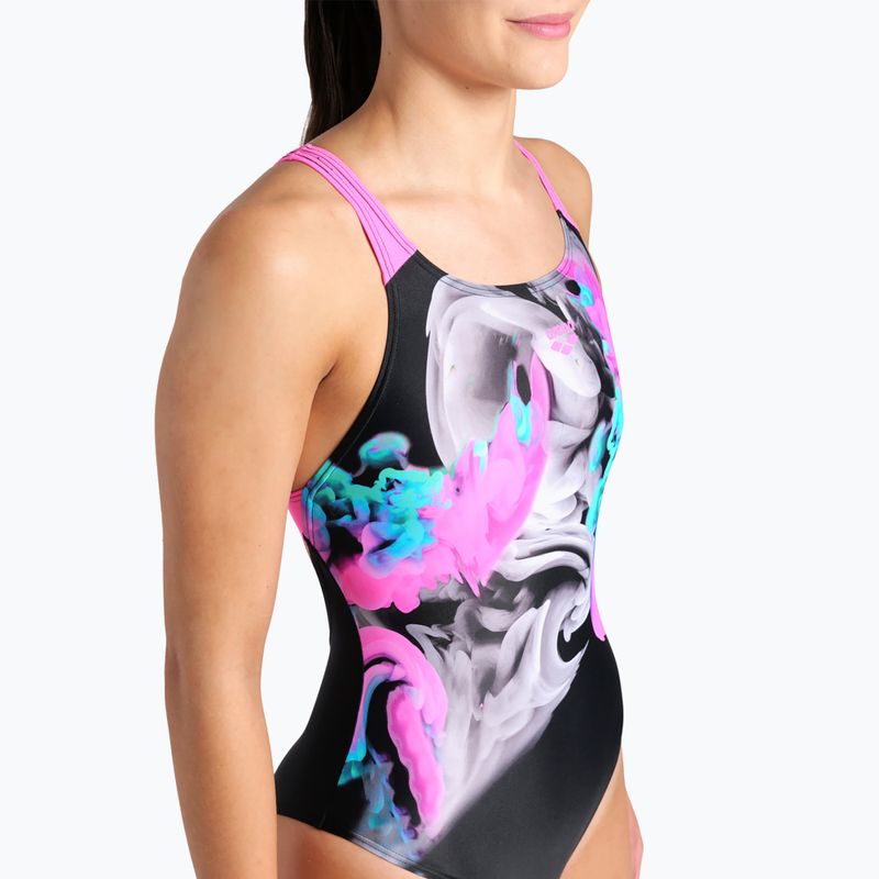 Купальник суцільний жіночий arena Imaginary Swim Pro Back black/shocking pink/multi 8