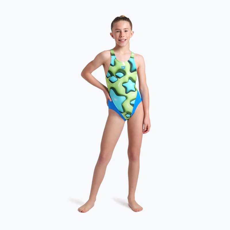 Купальник суцільний дитячий arena Star Shaped Swim Tech л blue river/soft green/multi 6