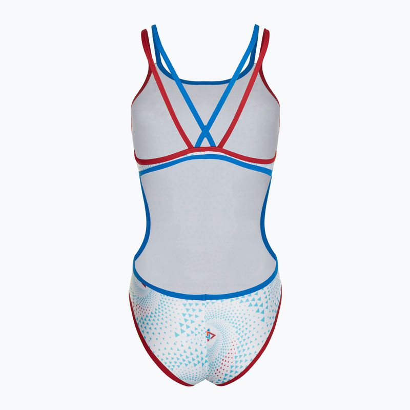 Купальник суцільний жіночий arena One Fireflow Double Cross red/blue river/white multi 2