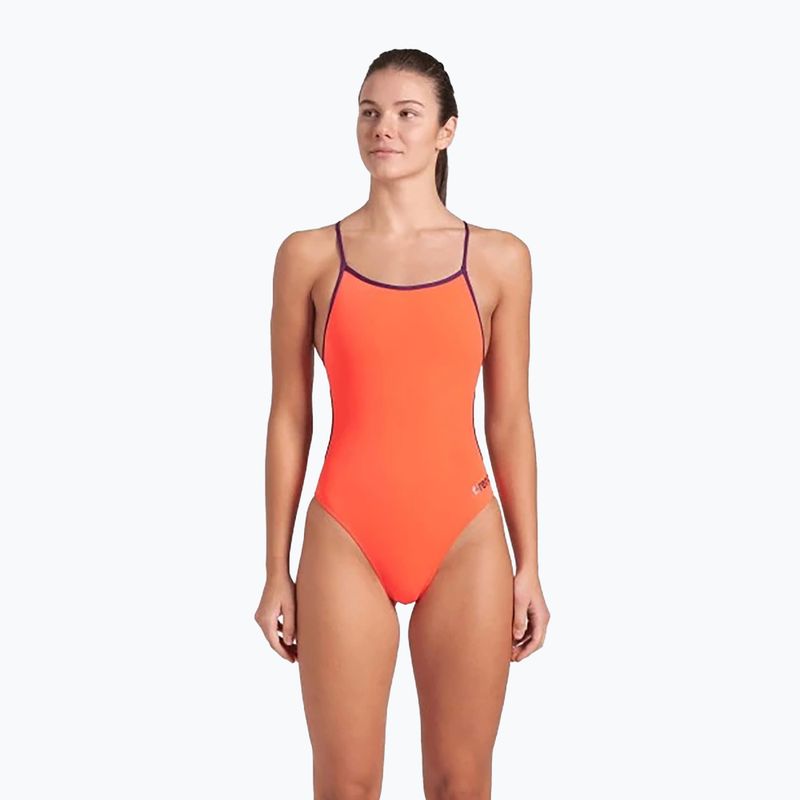 Купальник суцільний жіночий arena Lace Back Solid bright coral/plum