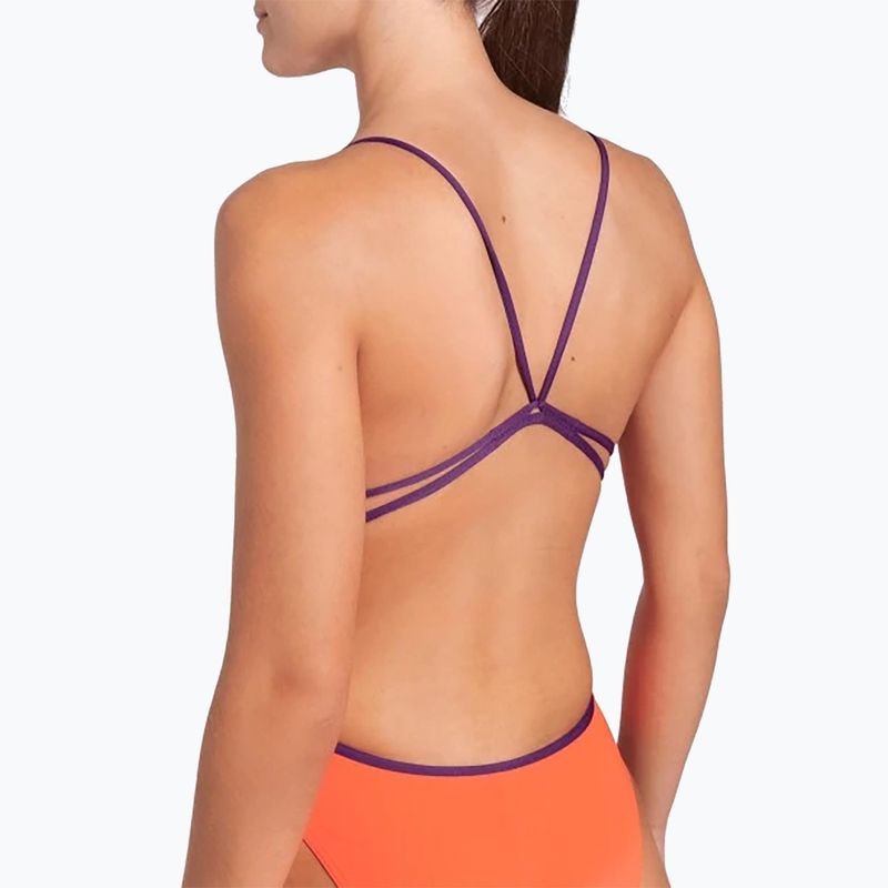 Купальник суцільний жіночий arena Lace Back Solid bright coral/plum 5
