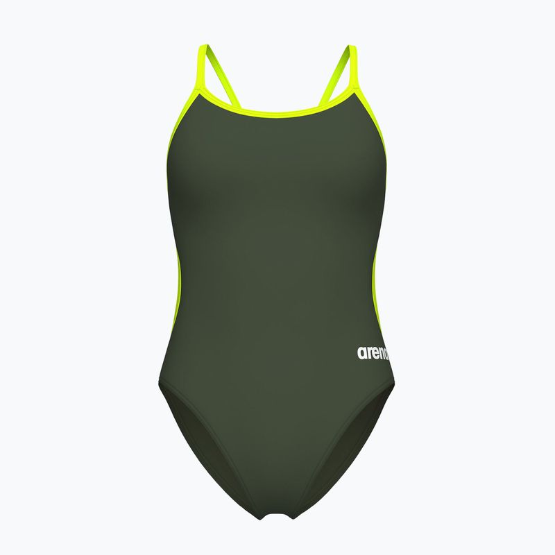 Купальник суцільний жіночий arena Lace Back Solid dark sage/artic lime