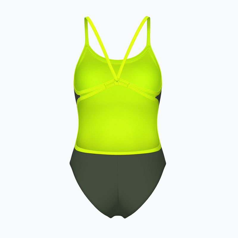 Купальник суцільний жіночий arena Lace Back Solid dark sage/artic lime 2