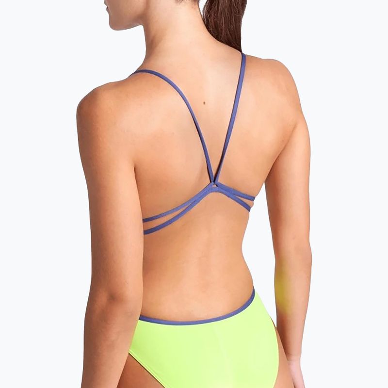 Купальник суцільний жіночий arena Lace Back Solid artic lime/future dusk 5
