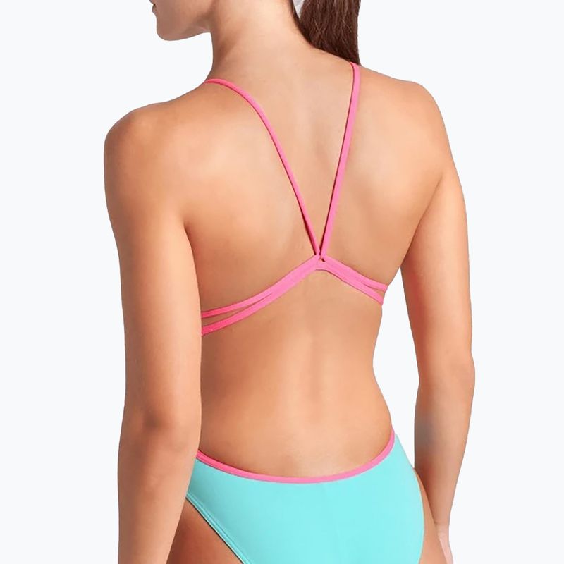 Купальник суцільний жіночий arena Lace Back Solid water/shocking pink 5