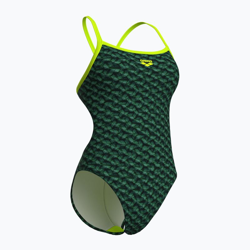 Купальник суцільний жіночий arena Monogram Challenge Back dark sage multi/artic lime 3