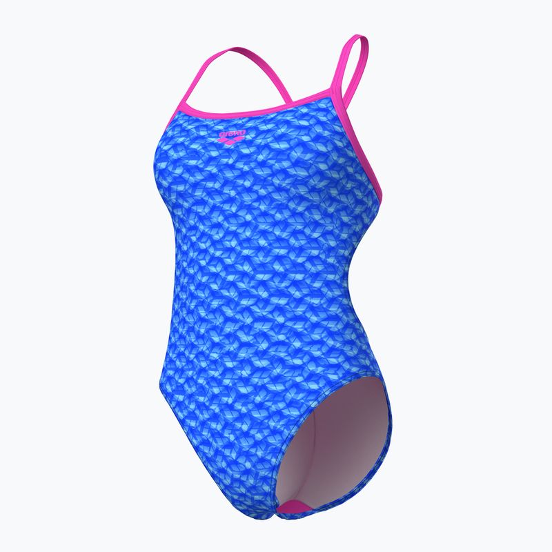 Купальник суцільний жіночий arena Monogram Challenge Back blue river multi/shocking pink 4