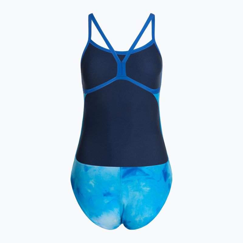 Жіночий злитий купальник арена Tie-Dye Challenge Back Allover синій мульти/королівський 3
