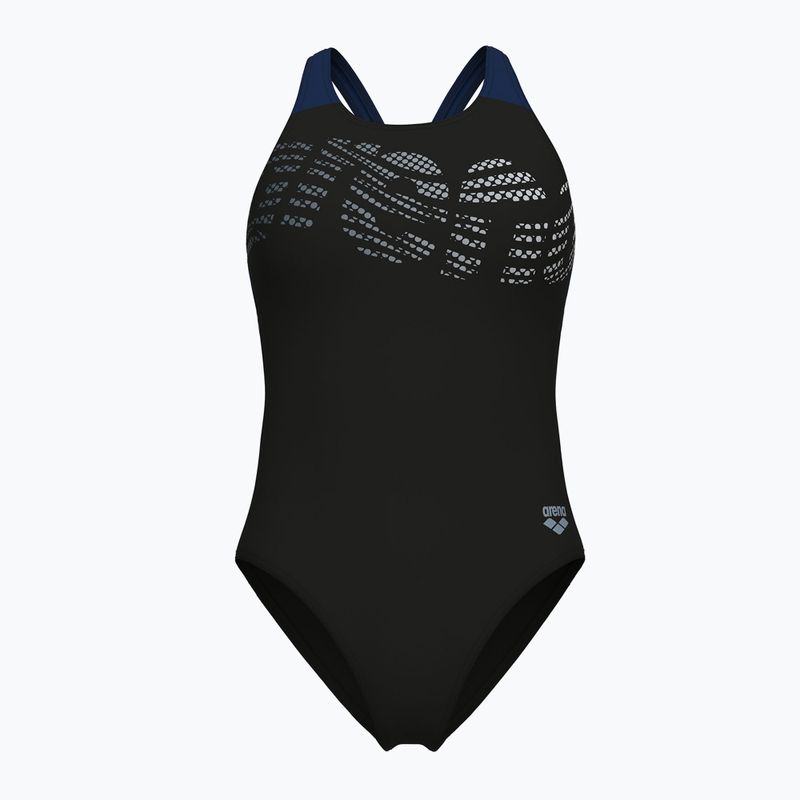 Купальник суцільний жіночі arena Flowing V Back black/navy