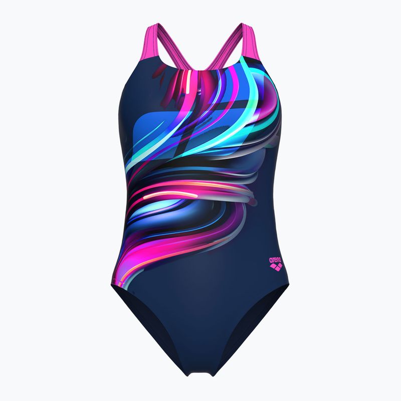 Купальник суцільний жіночі arena Bloom Swim Pro Back Lb multi navy/navy/shocking pink