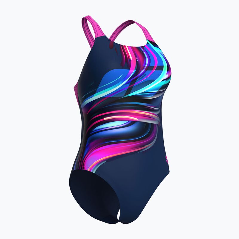Купальник суцільний жіночі arena Bloom Swim Pro Back Lb multi navy/navy/shocking pink 3
