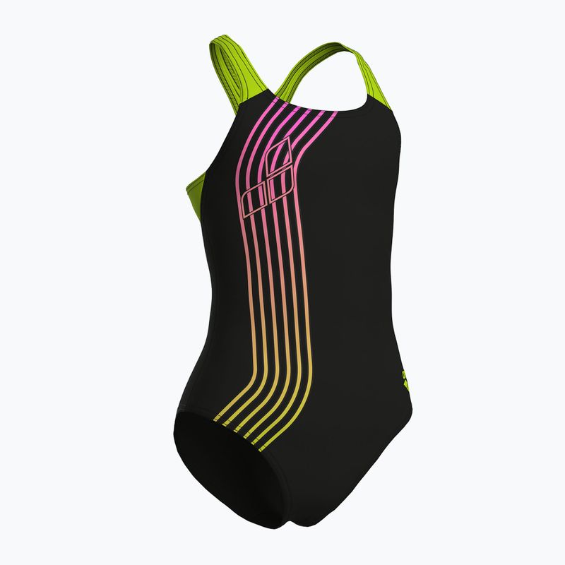 Купальник суцільний дитячий arena Sound Track Swim Pro Back black/artic lime 3