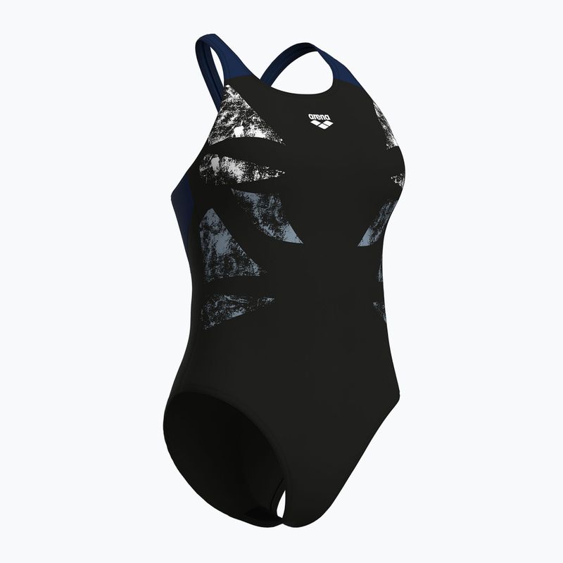Купальник суцільний жіночі arena Graphic V Back black/navy 3