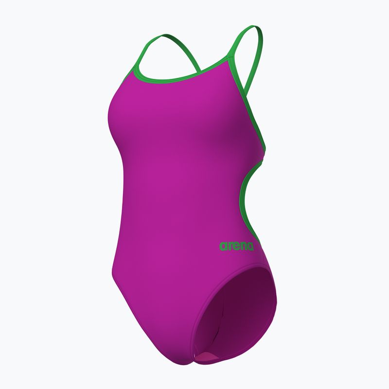Купальник суцільний жіночий Arena Lace Back Solid very fuchsia/team green 3