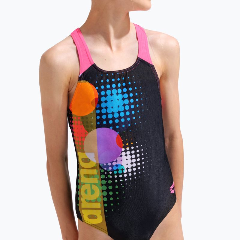 Дитячий суцільний купальник arena Dots Swim Pro Back black multi/black/shocking pink 8