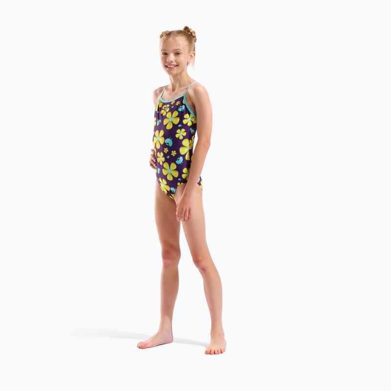 Дитячий суцільний купальник arena Spring Lightdrop Back plum multi/water 6