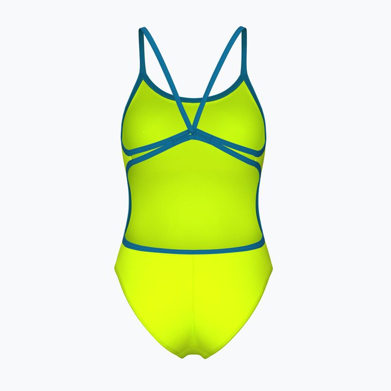 Купальник суцільний жіночий Arena Lace Back Solid artic lime/blue cosmo 2