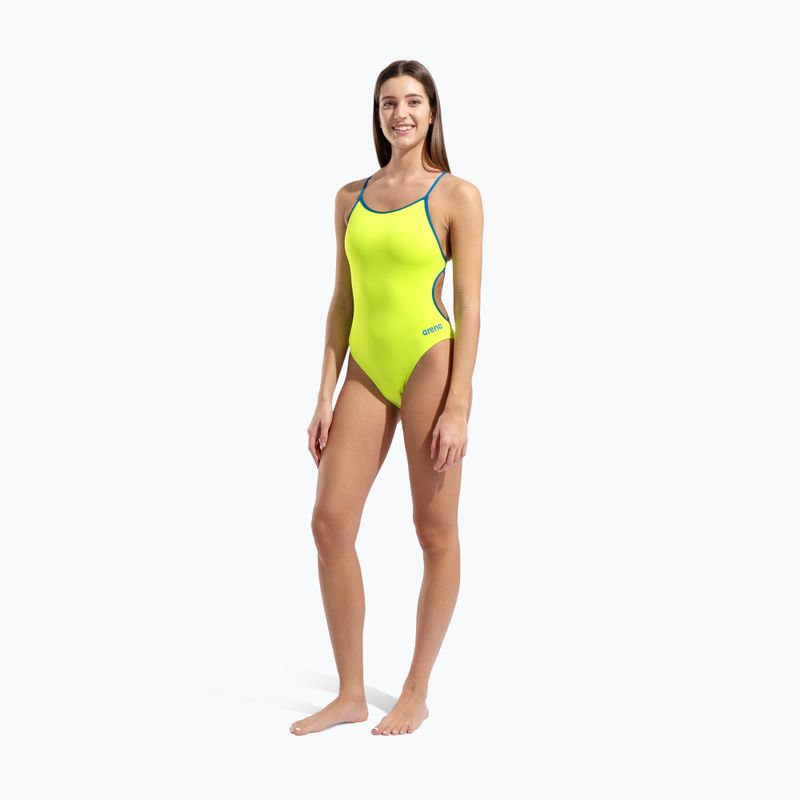 Купальник суцільний жіночий Arena Lace Back Solid artic lime/blue cosmo 6