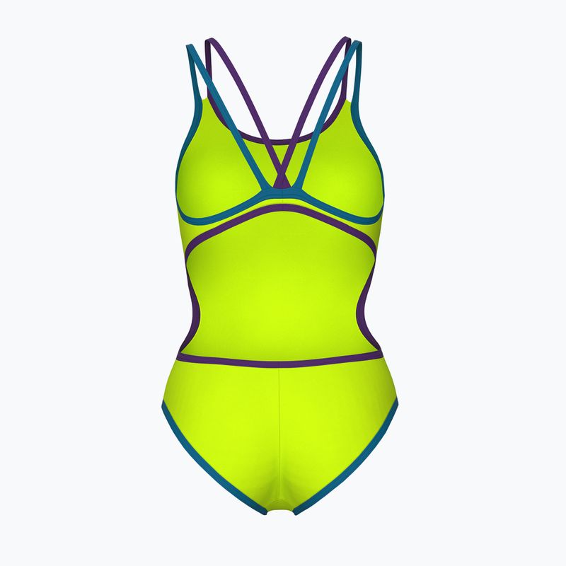 Купальник суцільний жіночий arena One Double Cross Back One Piece artic lime/plum/blue cosmo 2