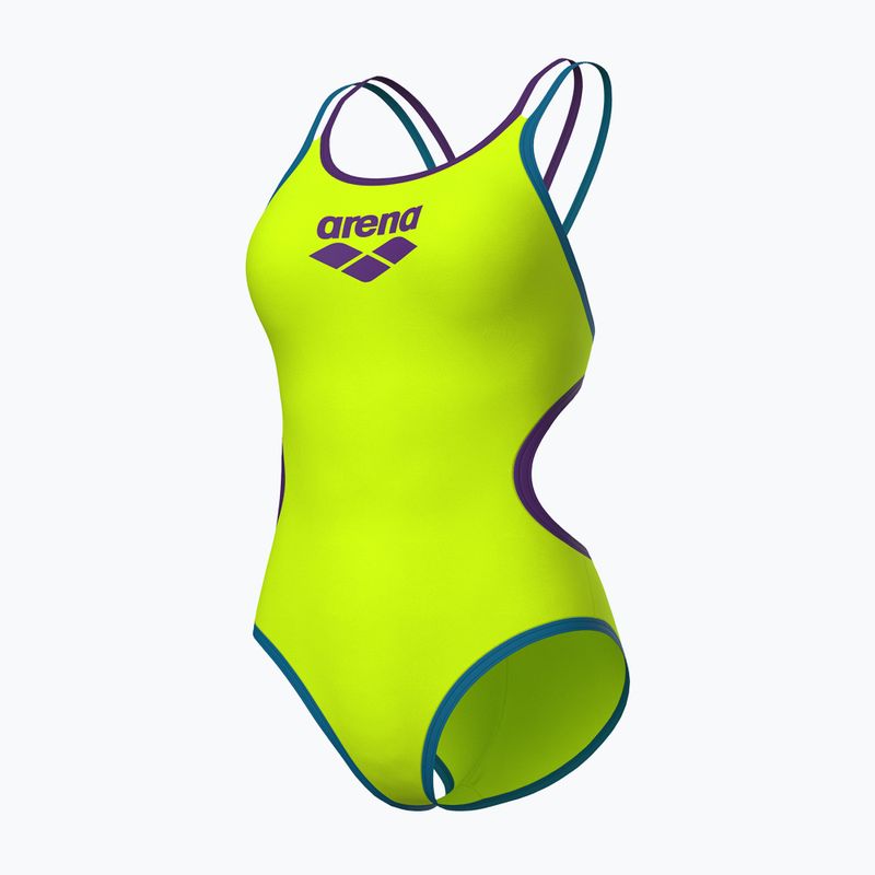 Купальник суцільний жіночий arena One Double Cross Back One Piece artic lime/plum/blue cosmo 3