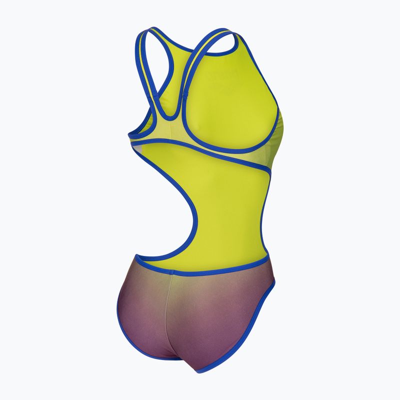 Купальник суцільний жіночий arena One Shaded Print Tech One Back artic lime violetta multi/neon blue 4