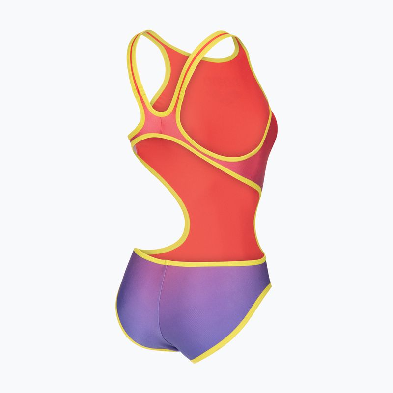 Купальник суцільний жіночий arena One Shaded Print Tech One Back bright coral royal multi/soft green 4