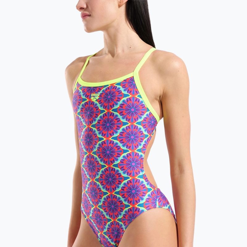 Купальник суцільний жіночий arena Floral Challange Back violet multi/artic lime 4