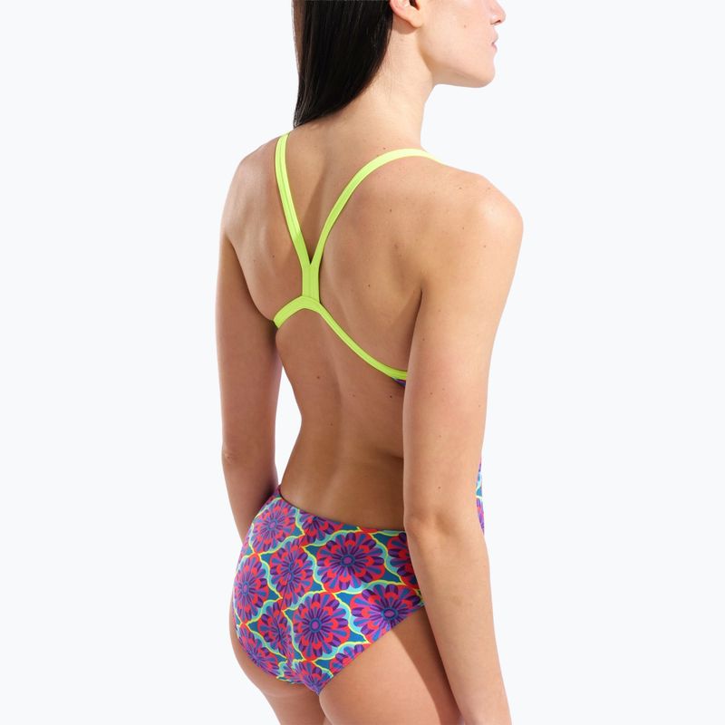 Купальник суцільний жіночий arena Floral Challange Back violet multi/artic lime 5