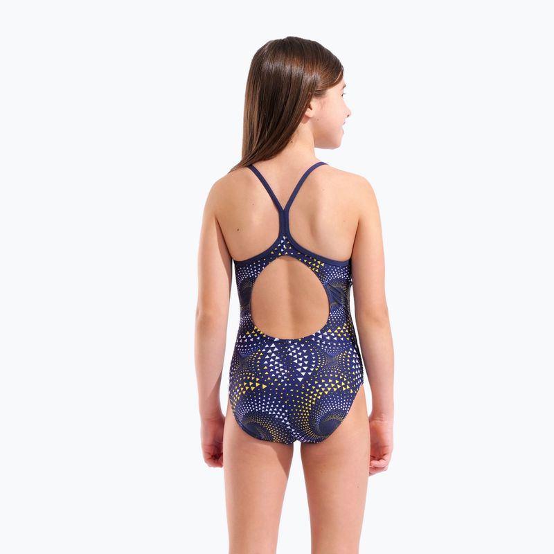 Купальник суцільний дитячий arena Fireflow Lightdrop Back navy/team navy yellow 7
