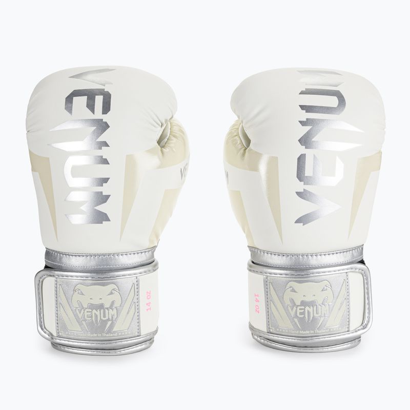 Рукавиці боксерські чоловічі Venum Elite біло-сріблясті 1392-574