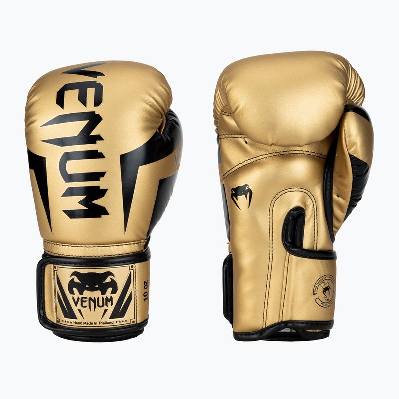 Рукавиці боксерські чоловічі Venum Elite золотисто-чорні 1392-449