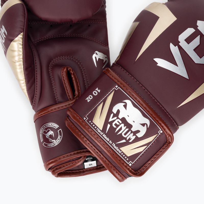 Рукавиці боксерські Venum Elite burgundy/gold 4