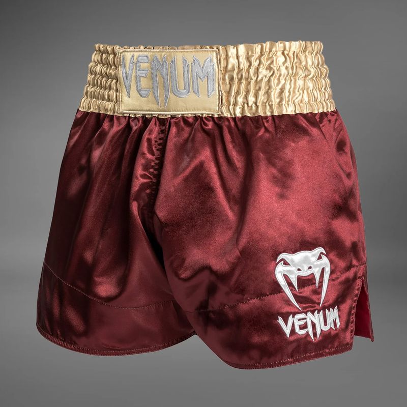Шорти для тренувань чоловічі Venum Classic Muay Thai burgundy/gold/white 3