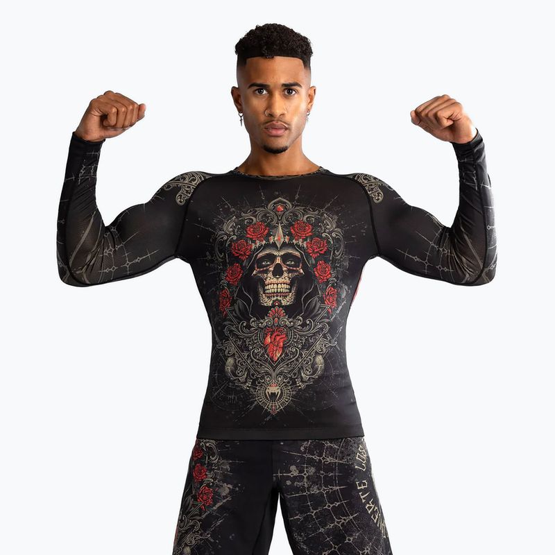 Рашгард лонгслів чоловічий Venum Santa Muerte 5.0 Men’S Long Sleeve Rashguard deep black/gold 4