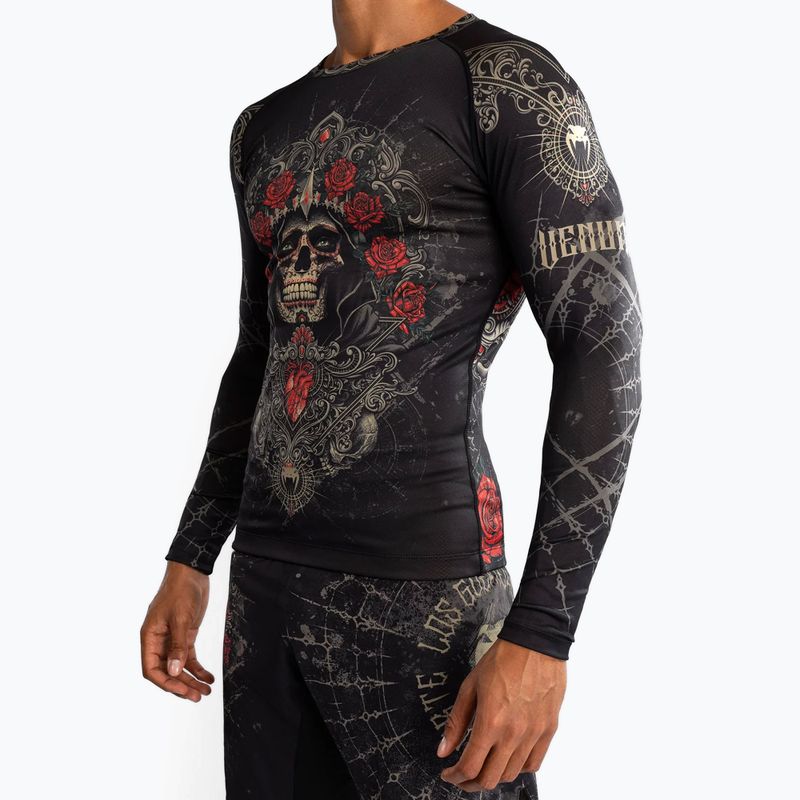 Рашгард лонгслів чоловічий Venum Santa Muerte 5.0 Men’S Long Sleeve Rashguard deep black/gold 5
